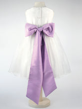 Load image into Gallery viewer, Constance - Ivory Flower Girl Bridesmaid Dress with a Lavender Sash