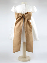 Load image into Gallery viewer, Dolly - Ivory Flower Girl Party Dress with a Antique Gold Coloured Sash
