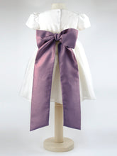 Load image into Gallery viewer, Dolly - Ivory Flower Girl Party Dress with a Plum Coloured Sash