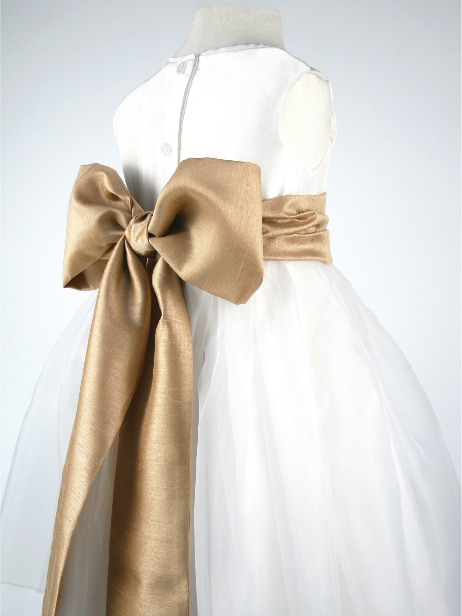 Constance Ivory Flower Girl Bridesmaid Dress with Antique Gold Sash The Heritage Collections