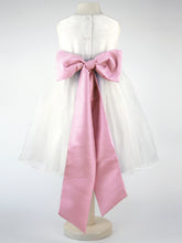 Load image into Gallery viewer, Constance - Ivory Flower Girl Party Dress with a Pink Coloured Sash
