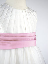 Load image into Gallery viewer, Constance - Ivory Flower Girl Party Dress with a Pink Coloured Sash
