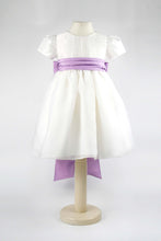Load image into Gallery viewer, Dolly - Ivory Flower Girl Party Dress with a Lavender Coloured Sash
