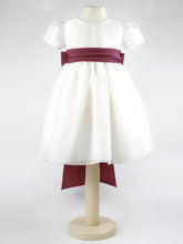 Load image into Gallery viewer, Dolly - Ivory Flower Girl Party Dress with a Wine Coloured Sash

