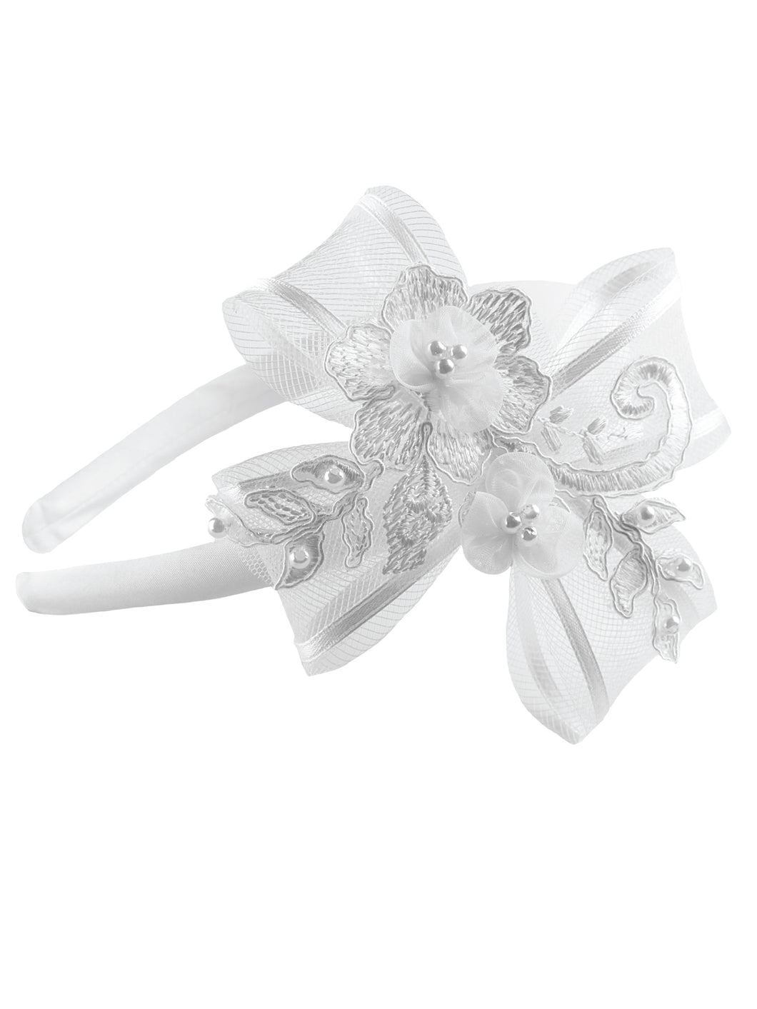 Lana - Girls White Flower Girl Bridesmaid Hairband